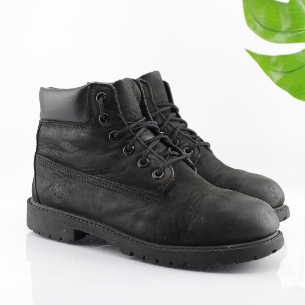 Timberland Boys Premium Boot Size 3 Waterproof Black Leather Lace Up‎ 6-Inch